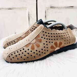 Rieker Tan Floral Cutout Flats